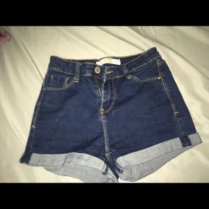 High rise dark jean short